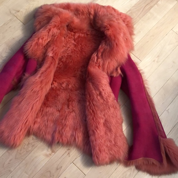 Pink Toscana Shearling Fur Jacket Size Small - Picture 7 of 14